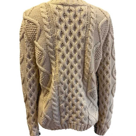 Tory Burch Isabel Black and Ivory Cable Knit Sweater, Size L - Picture 6 of 11